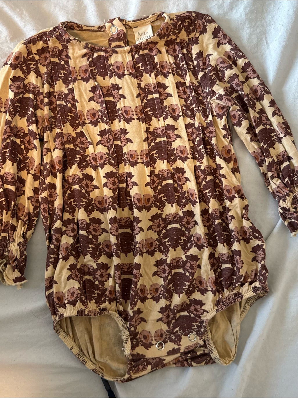 Kate Quinn Brown Floral Long-Sleeve Baby Bodysuit
